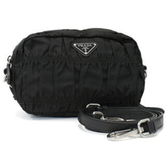 Prada Handbags - Prada Crossbody Black Nylon Triangle Plate